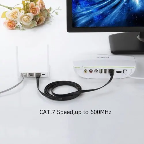 cat6a cat7 sstp flat patch cord 8 core cable ethernet with RJ45 connector