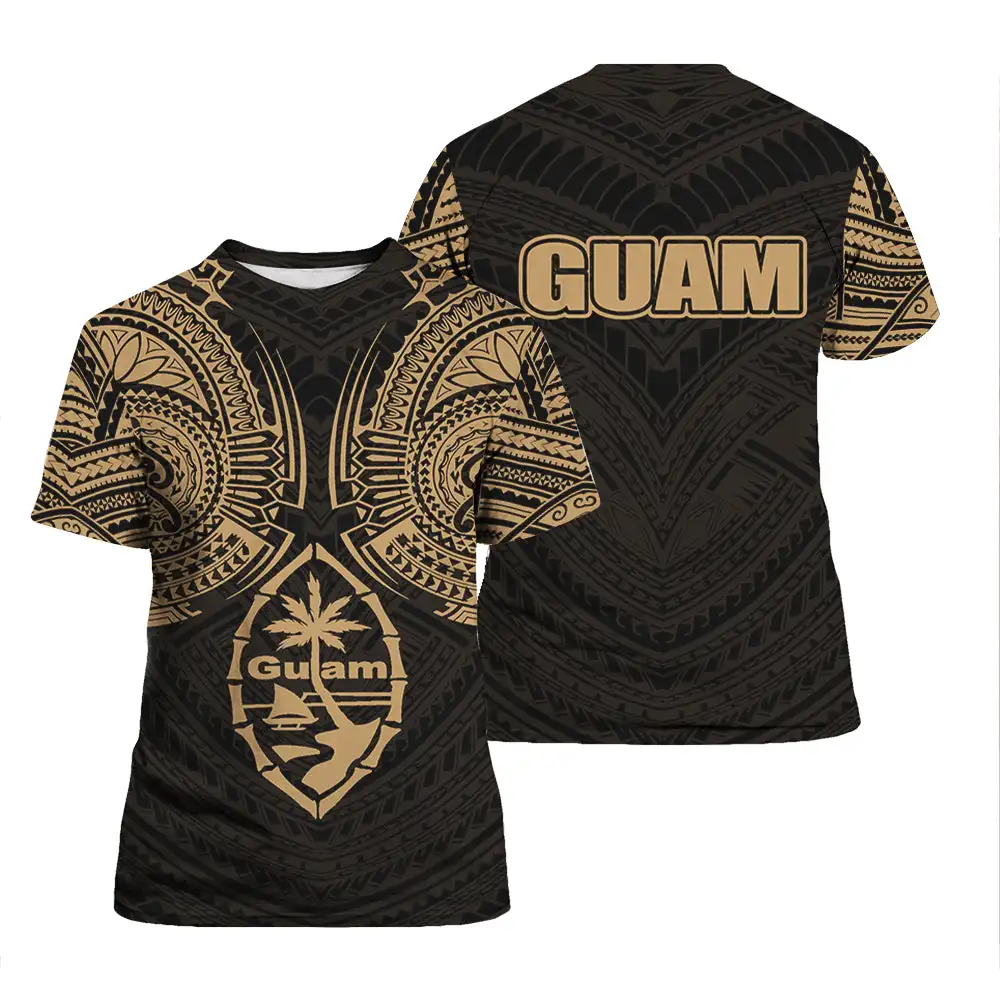 Guam Coat Of Arm Polynesian Tattoo T-Shirt For Man Cotton Breathable Summer Short Sleeves T Shirts Best Selling O-neck Clothing