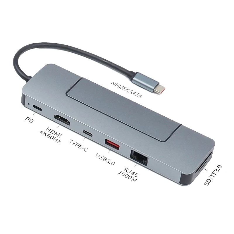 usb c hub 4k 60hz enclosure m.2 pcie nvme ssd to usb 3.1 type-c ssd case