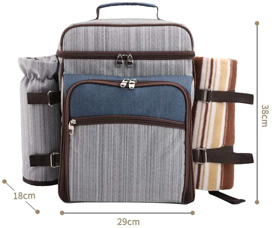 Picnic Backpack for 4 Persons All-in-One Portable Picnic Bag with Complete Cutlery Set &Waterproof Blanket for Camping Party
