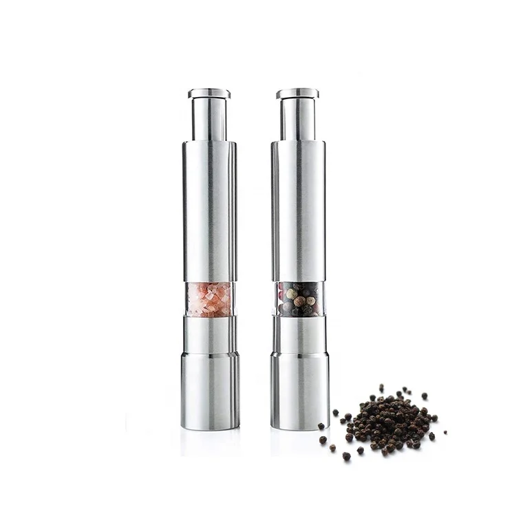 Factory Sale Mini One Hand Operated Thumb Pump Mini Grinder Set Pepper Mill