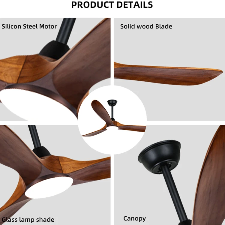 modern Ceiling Fan 3 Plywood Blades  Fans lamp Dc Motor  Electric English Remote Control ceiling fan with Light