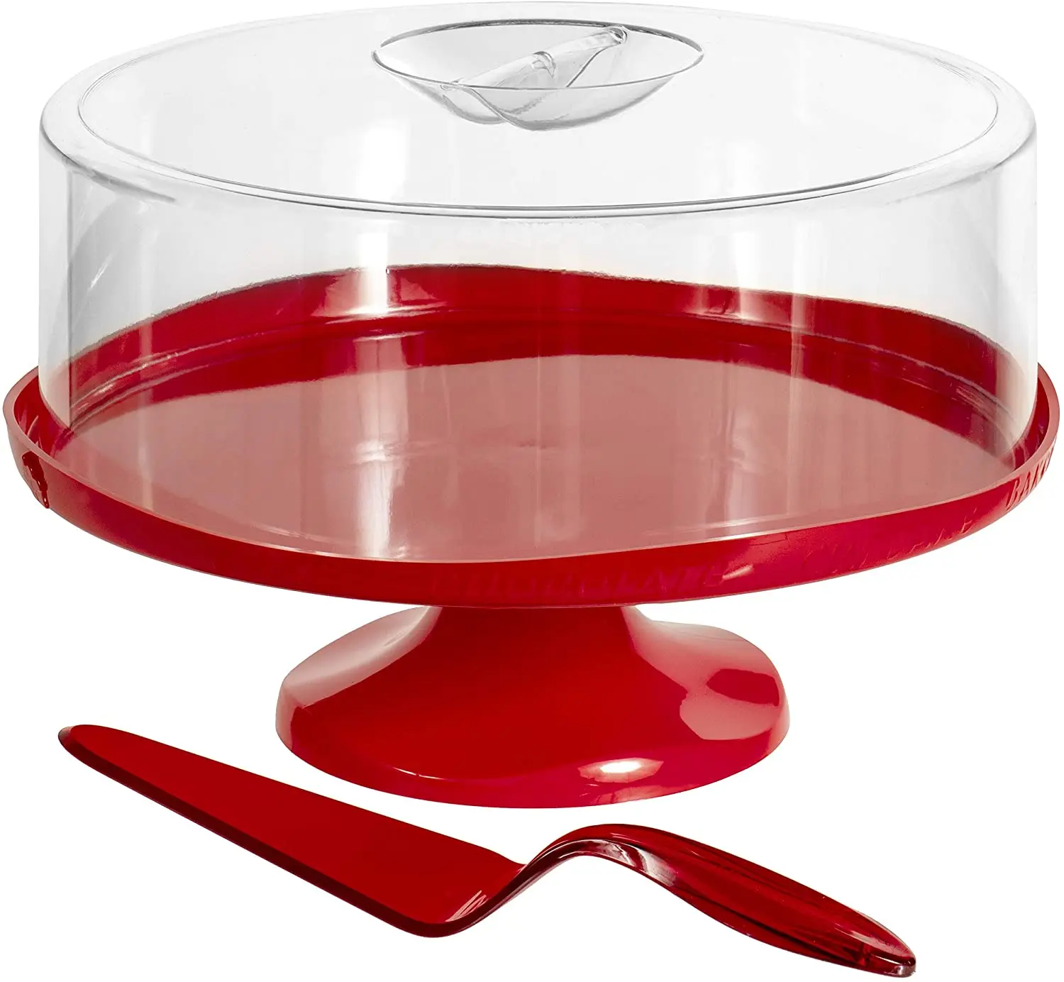 11 inch color variation - Plastic cake rack with dome cover and service shovel, covering base dessert display