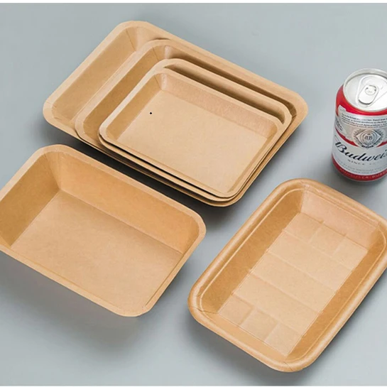 Disposable Paper Food Tray Kraft Food Paper Boat Tray Paper Tray For Food