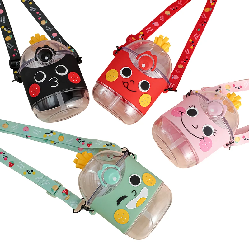 Cute French Fries Image Straw Cup Creative Plastic Cup Student Children Water Cup