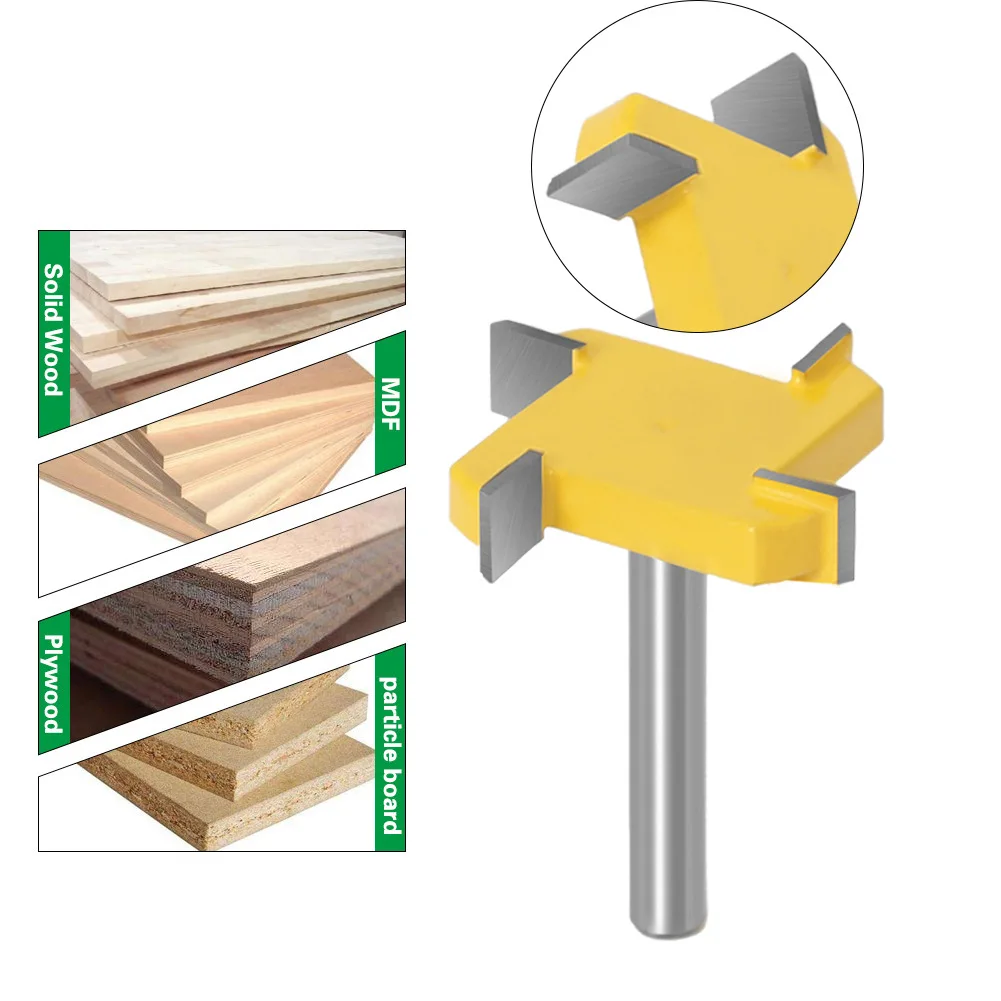 ALPHA 1/4 Inch shank T-slot Cutter Router Bit  4 Flute Carbide Tipped T-track Slotting Wood Milling Cutter