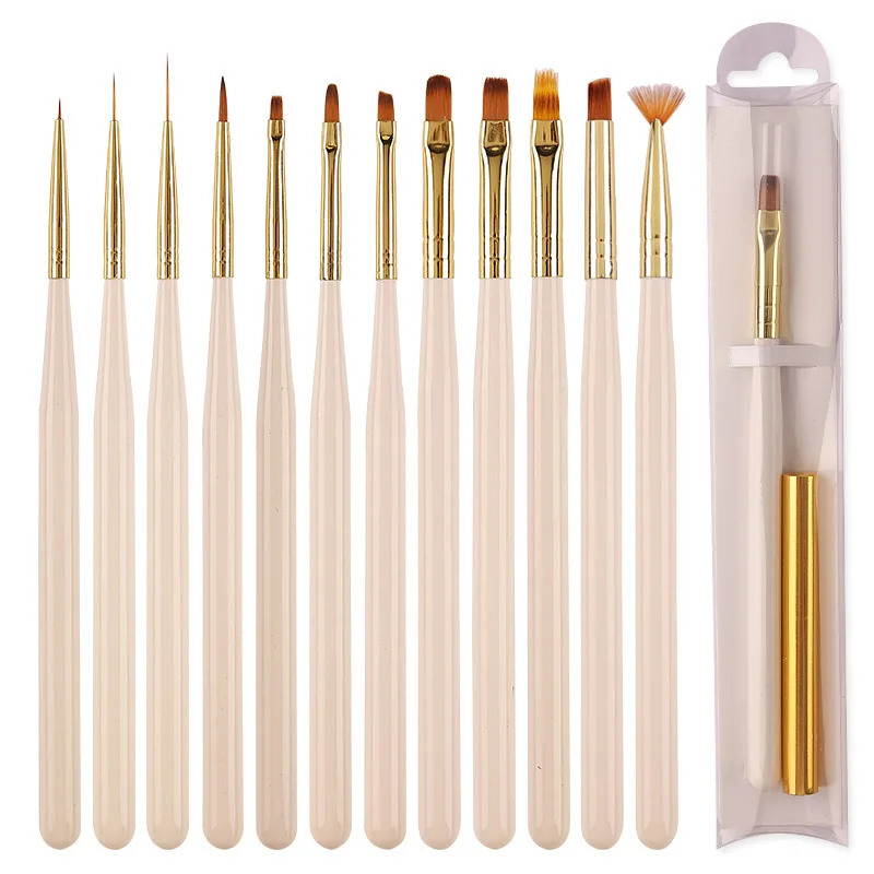 Japanese style nail pen set drawing light therapy 12 pcs professional paint art nail brush set