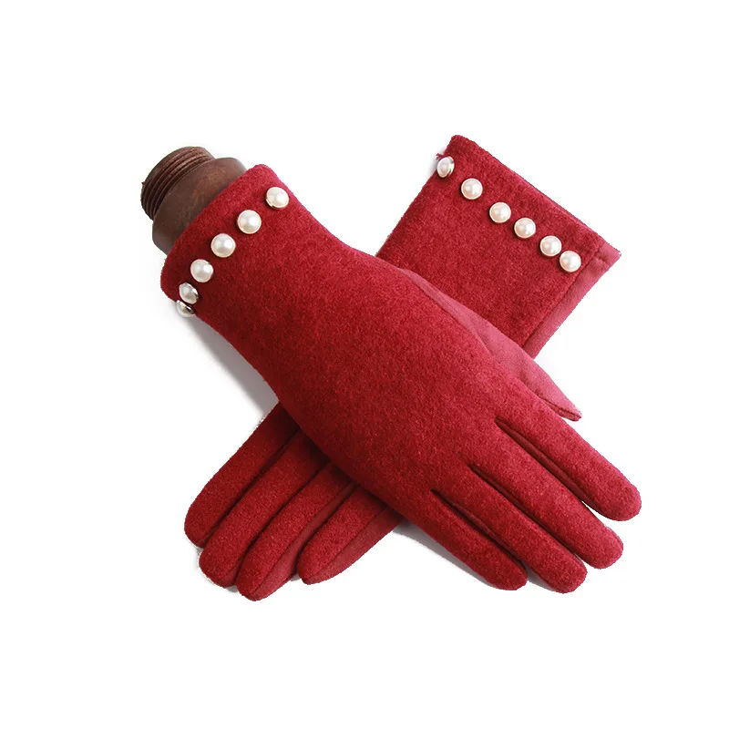 2021 Ladies touch screen gloves for winter riding warm woolen gloves with fingers cashmere thickened gloves