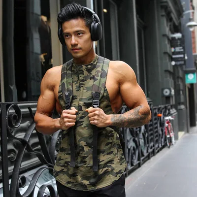 Летняя мужская Спортивная камуфляжная быстросохнущая майка для бега и тренировок камуфляжная майка