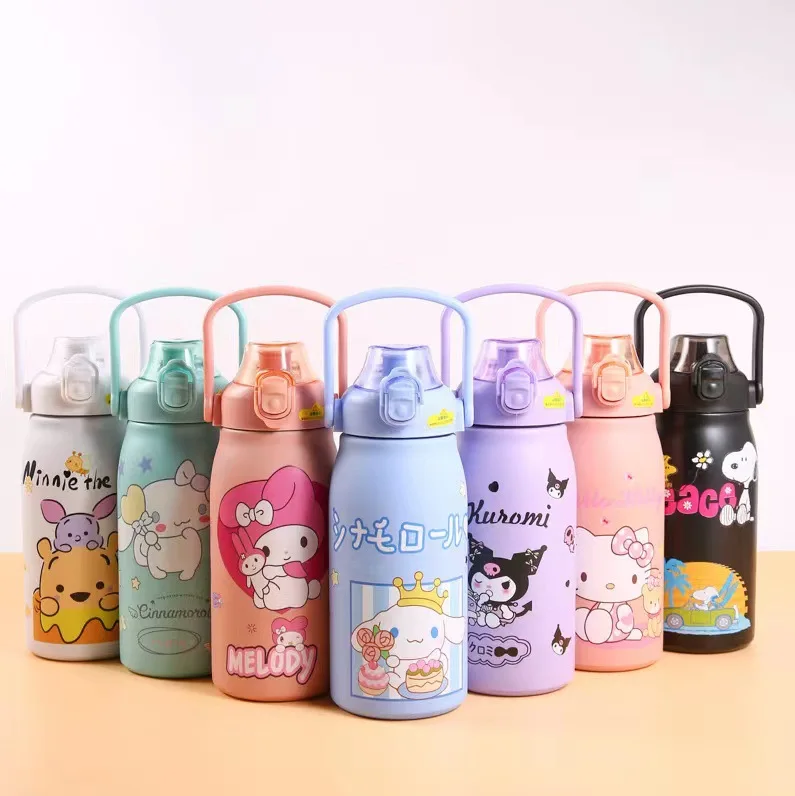Cartoon tumbler new cartoon  Kuromi 1200ml large capacity portable thermal water bottle thermo cup gym stainless steel water mug