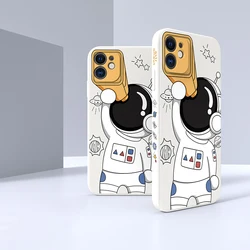 Transparent Creative Astronauts Cartoon Soft TPU Silicone Phone Case Back Cover for iPhone 11 12 13 14 Pro Max