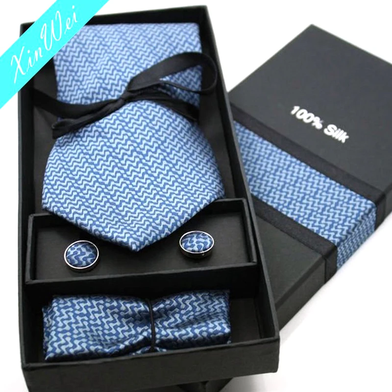 Wholesale business fashion corporate gifts tie and cufflink box necktie set