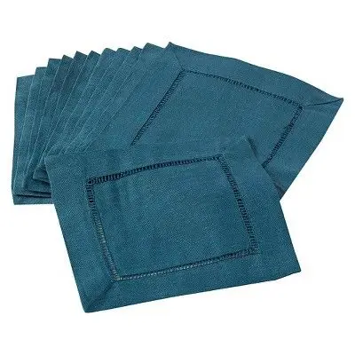 natural european french 100% pure linen hemstitch cocktail napkin stonewash customize embroidery