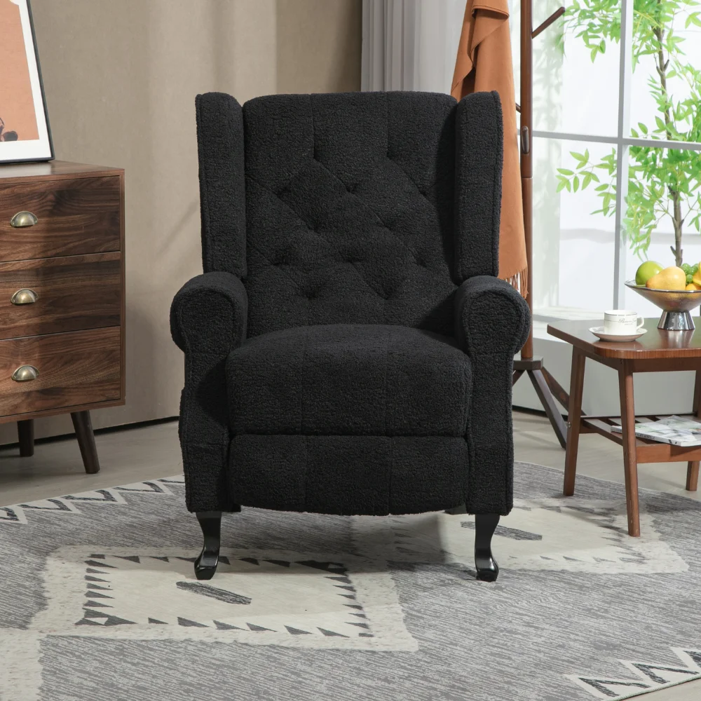 Акцент стул черный Sherpa для гостиной Chaise Lounge Chai