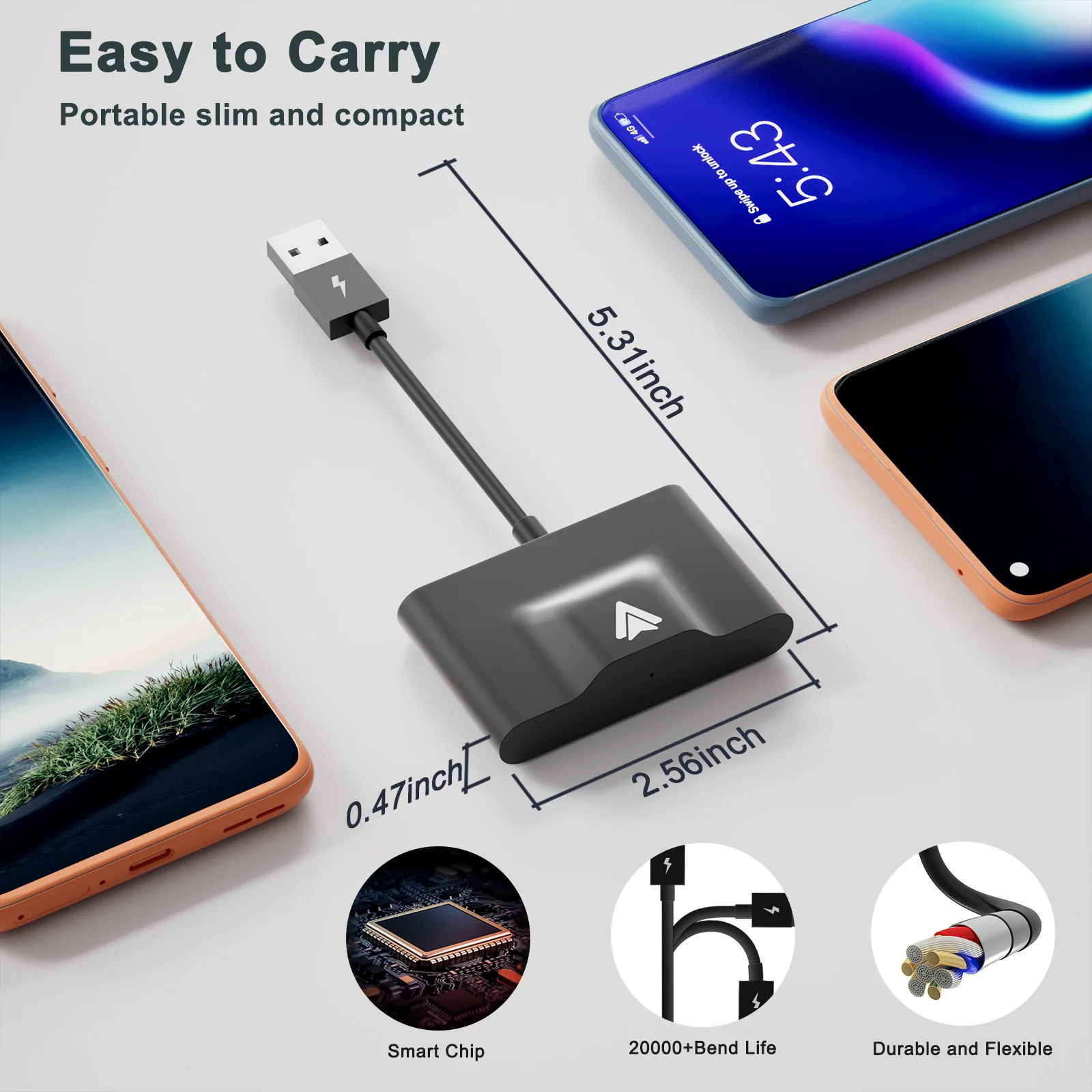 Высококачественный портативный беспроводной адаптер Carplay Dongle Android Auto