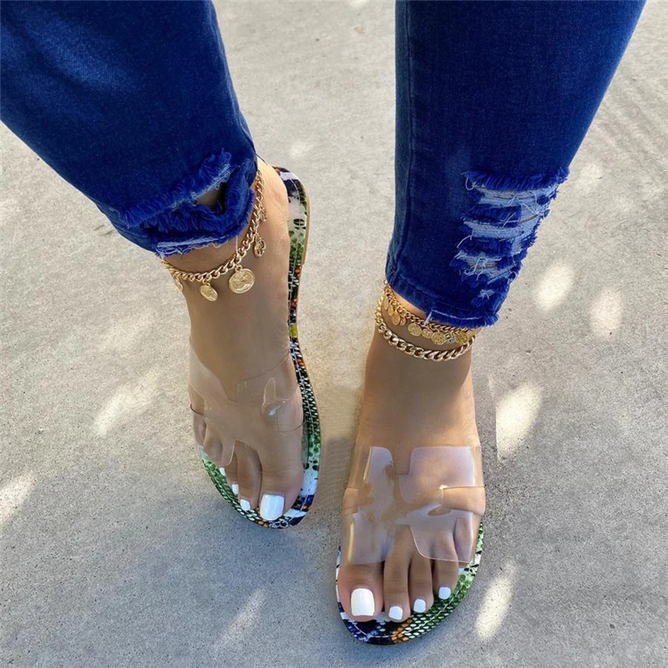 Сандалии женские из змеиной кожи, модные Универсальные шлепанцы, простые легкие и удобные, летняя Уличная обувь, большие размеры