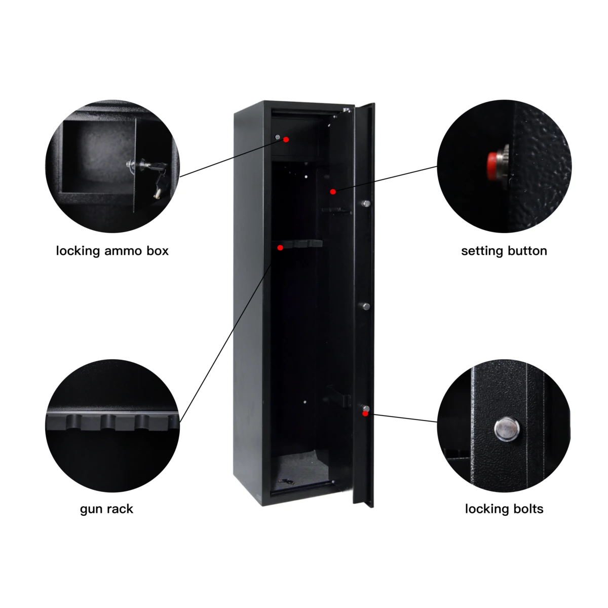 Europe Metal Steel Case Cabinet Digital Biometric Fingerprint Gun Safe Box with Fingerprint identification lock and password key