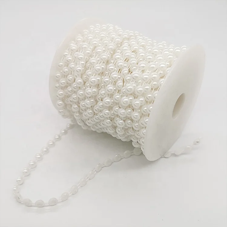 
best sell ivory White 6mm Half ball Pearlized Chain Trims Cup Chain Wedding Cake Decoration 