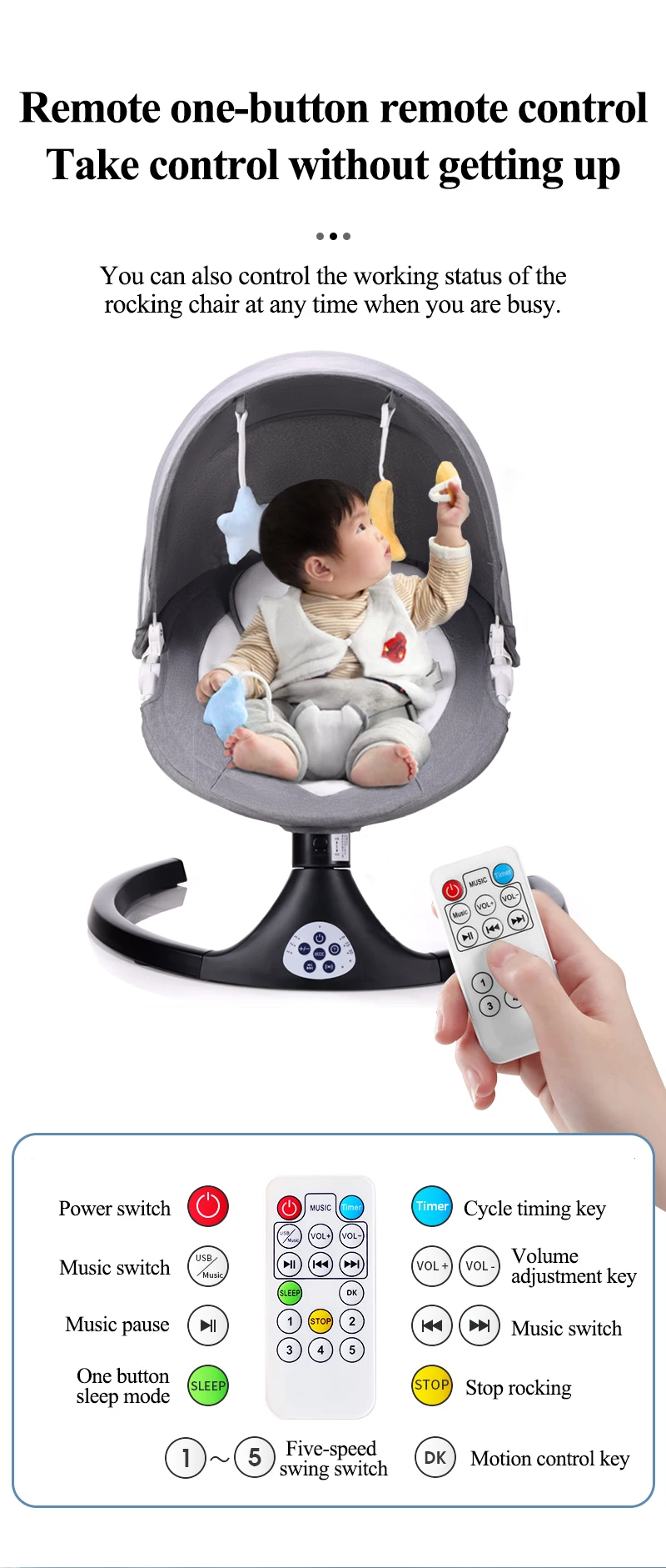 3 In 1 Columpio Para Intelligent Babyschaukel Chaise Balancoire Pour Infant Sleeping Cradle