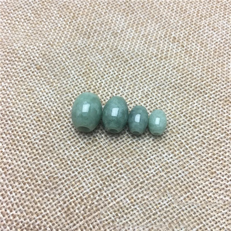 Wholesale mayanmar burma jadeite  carved green jade barrel beads for diy jewelry