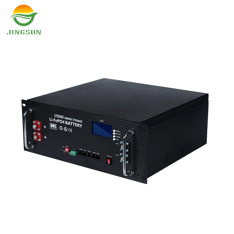 Jingsun easy installation 48v 100ah Rack mounted lifepo4 battery high Battery Protection LCD Display Screen for home use