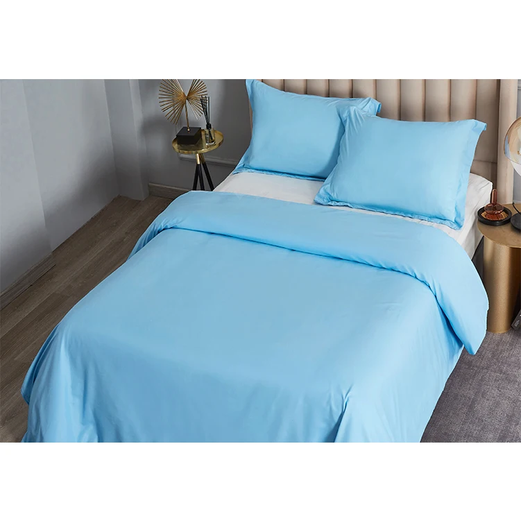 Sky blue home textiles bedding 2 pillowcases and nordic bed sets duvet cover with zipper