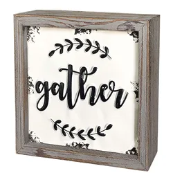 Rustic Embossed Retro Metal and Wood Framed Sign Modern Farmhouse Wall Hanging decor
