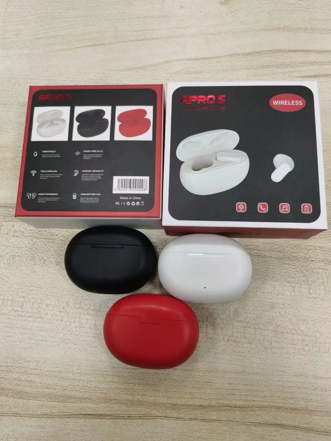 AApro5 Tws Bt 5.0 Wireless Earbuds Touch Control Surround Sound Earphones for All Android and Ios Mobile Phone