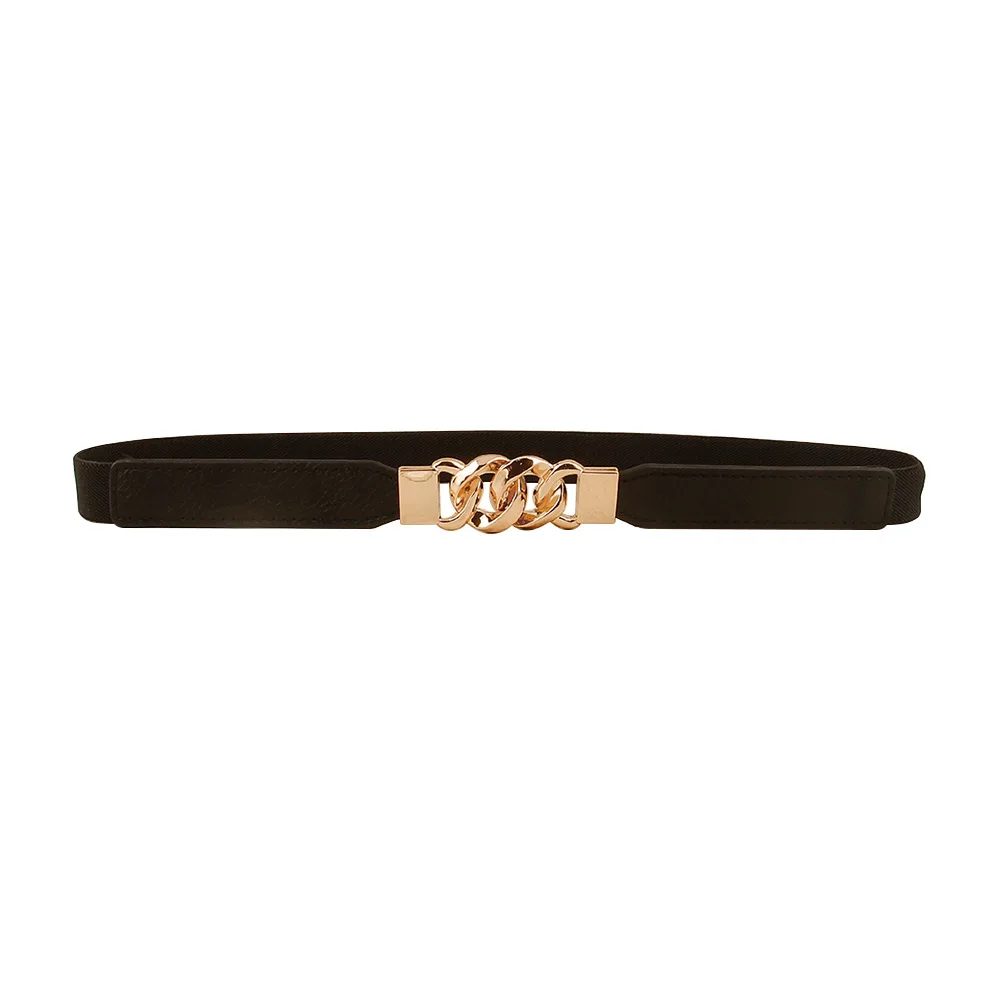 Popular slim-fit dress belt in Europe and the United States  multi-ring alloy buckle design high elastic PU belt
