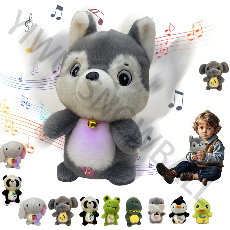 Hot Selling Cute Pet Singing And Dancing Electric Animal Dog Plush Toy Talking Recording Huskies Plush Toy Gifts Battery Model