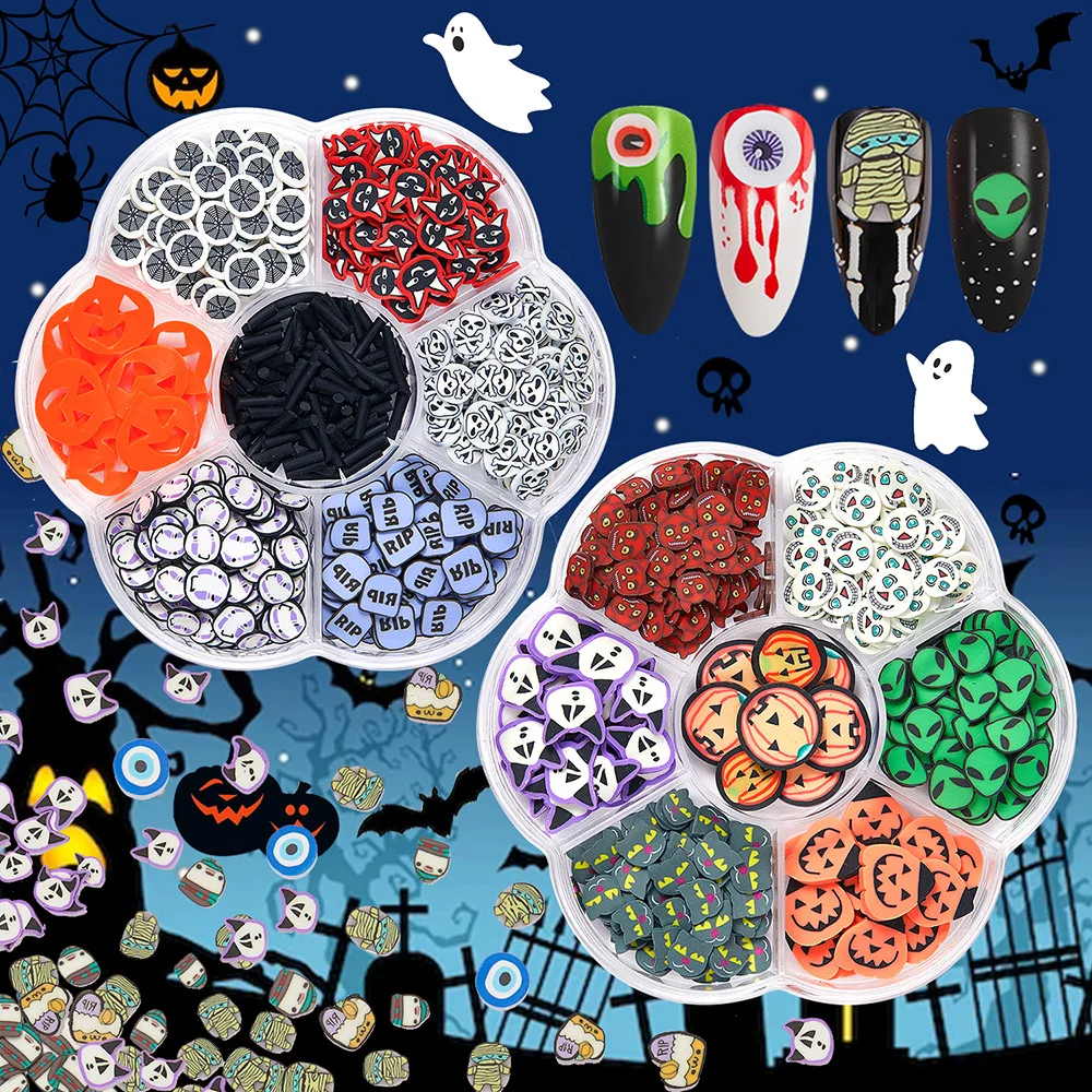2022 New design 7 Grids Halloween Easter Polymer Clay Sprinkles Mix Clay Slices For Slime Filler DIY Craft Nail Art Decoration