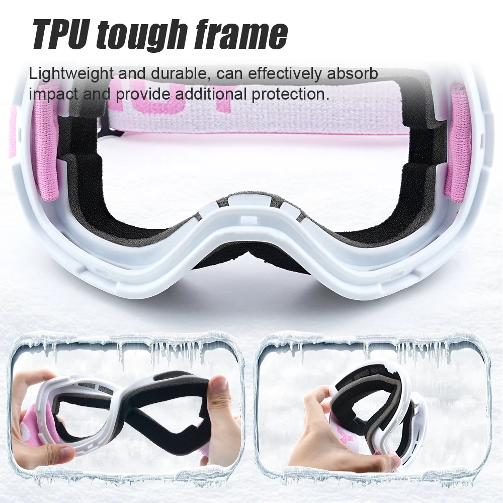 YUEDIO High-Density Foam Frameless Ski Goggles with Non-Slip Silicone Elastic Strap for Snowboarding and Winter Adventures