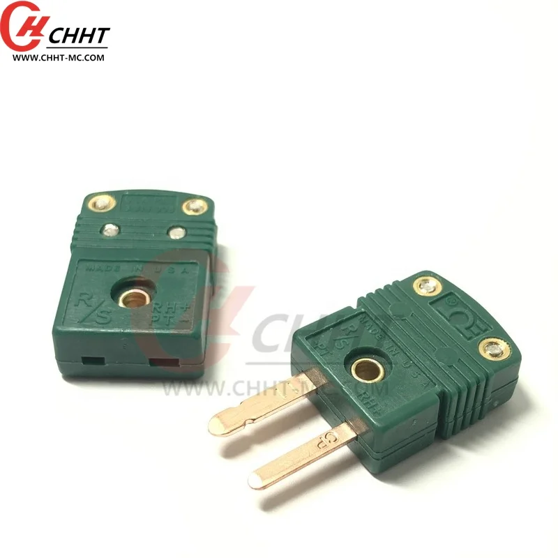 R/S type Excellent Capability Green Thermocouple Mini Connector Flat Pin Panel Thermocouple Connector