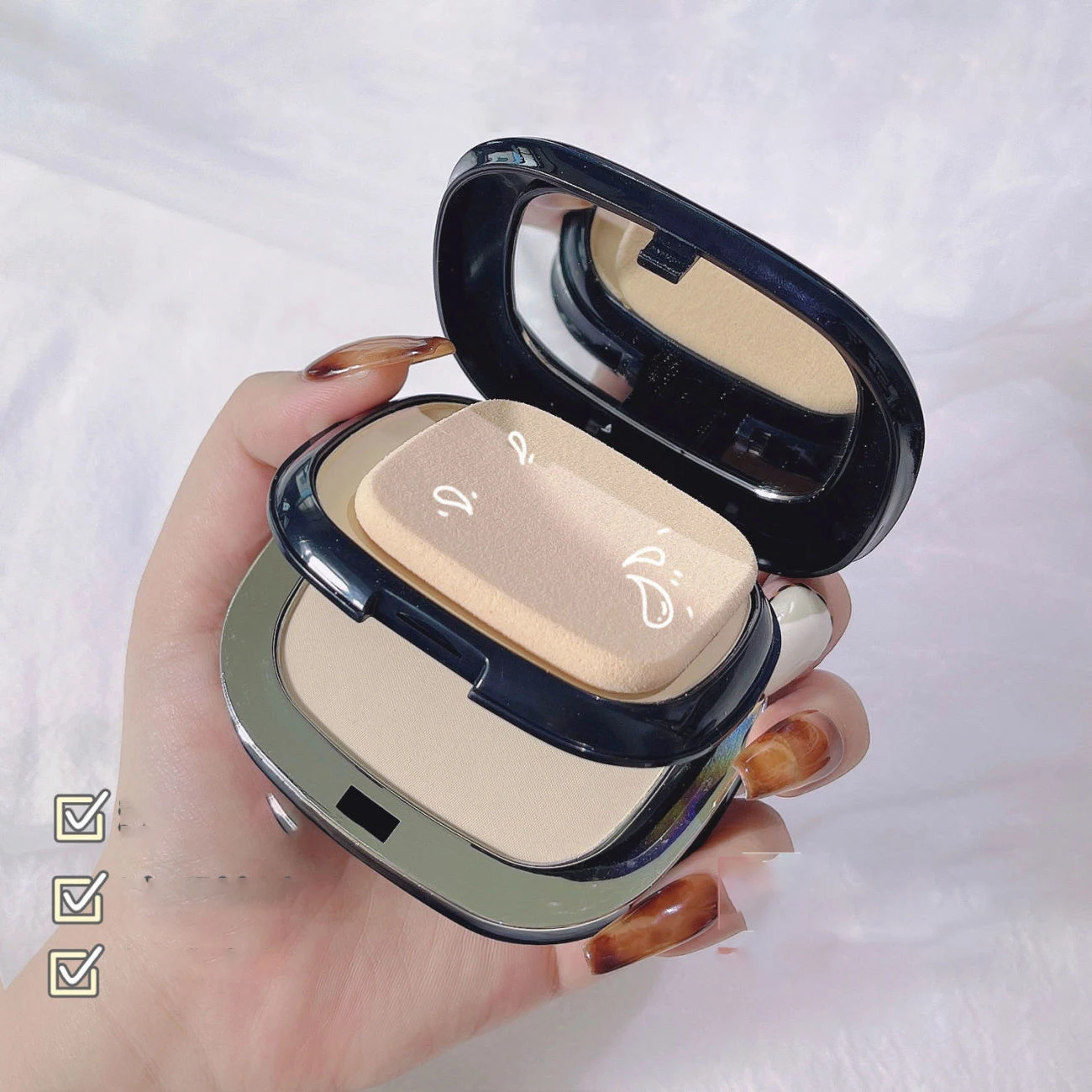 AloBon Face Powder Palette Foundation Matte Makeup Korean Whitening Waterproof Mineral Pressed Powder