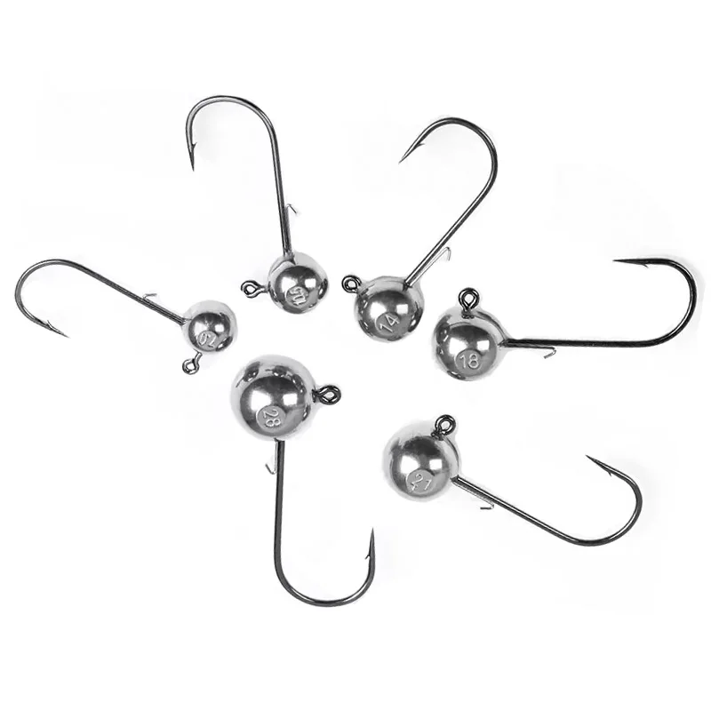 Tungsten Jig Heads Fishhook for Lure Fishing Tungsten Football Jig Head Round Ball Jig Head Stainless Steel Hook Bass Pike Carp