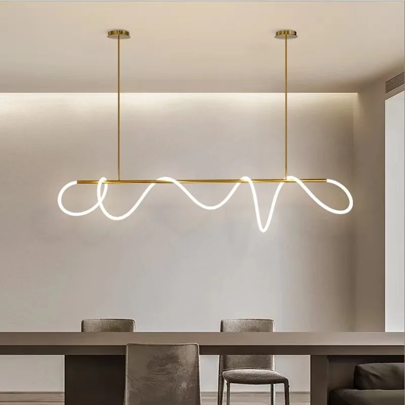 Long Strip Musical Note Silica Gel Line Pendant Lamp Kitchen Island Modern Pendant Light Restaurant Decor Lighting Pendant Light