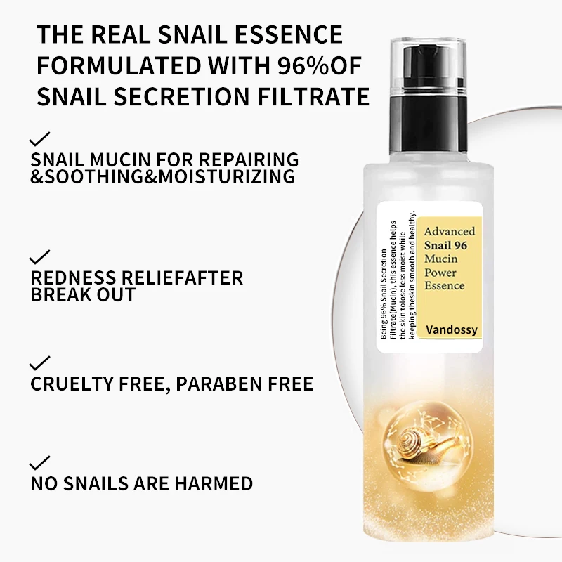 Private Label Snail Mucin 96% Power Face Serum Deep Hydrating Serum for Face Self Care Glow Skin Korean Skin Care