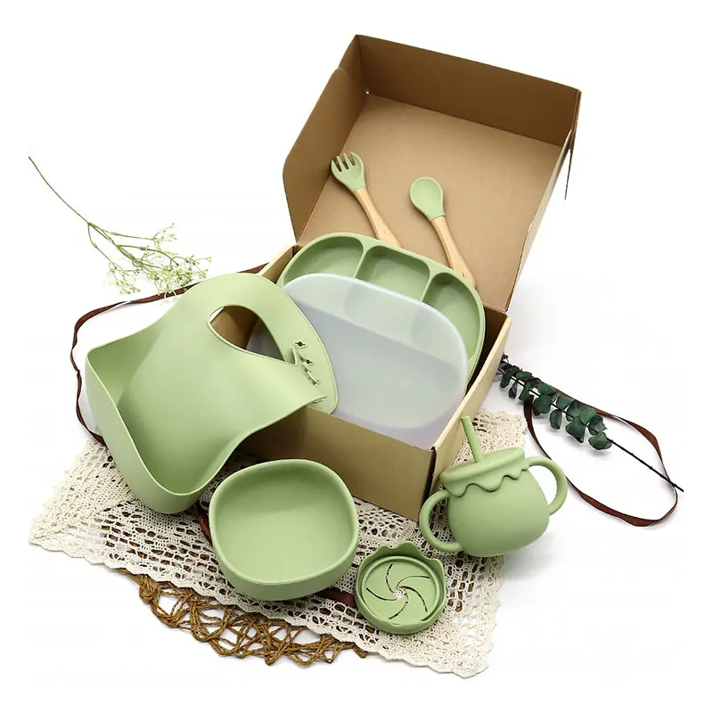 Разделенная миска для кормления силиконовая детская посуда обеденная присоска Детская набор тарелок с крышкой