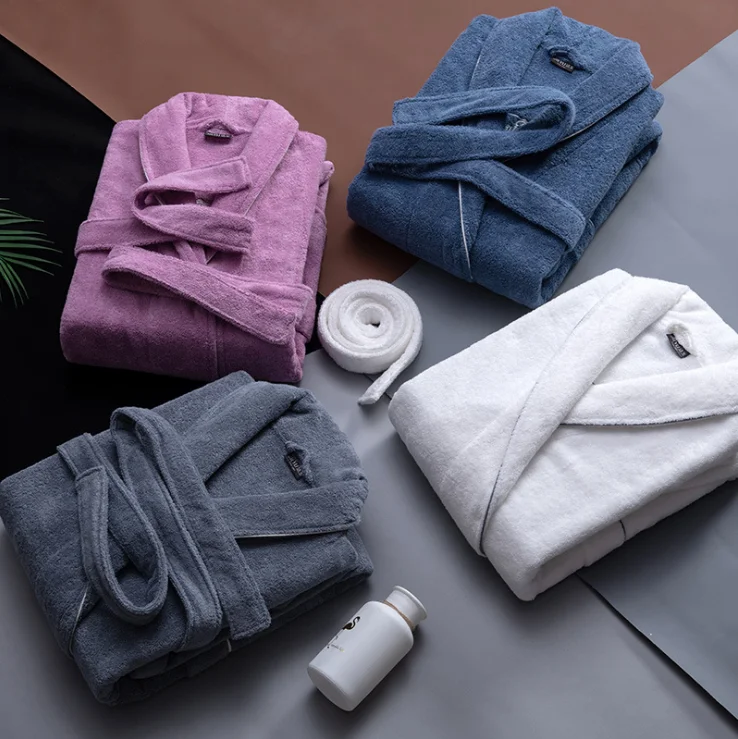 Cheap wholesale 100% cotton grey terry couple bathrobe set