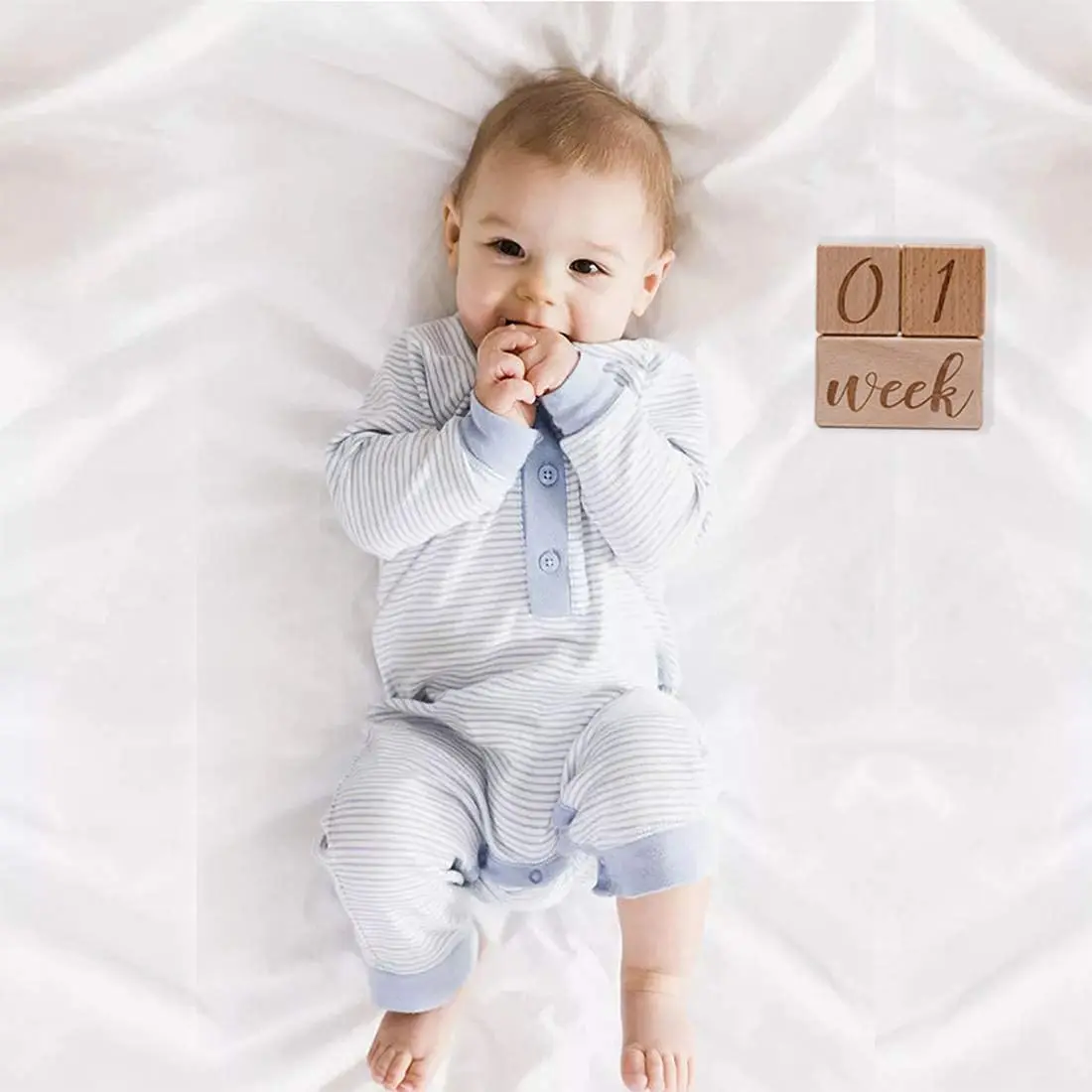 Custom Nature Ecofriendly Wood Milestone Blocks Small Size Wooden Baby Milestone Age Block Week Month Year Shower