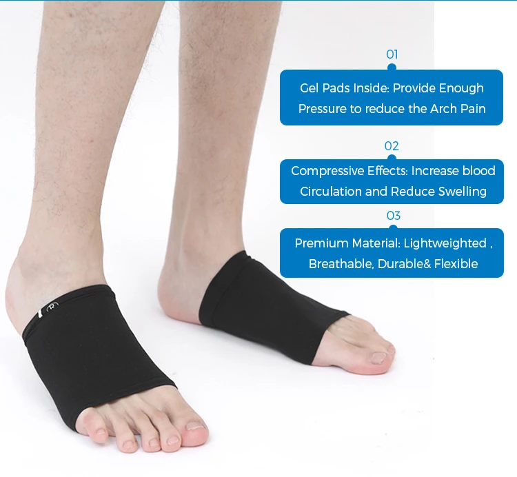 Outdoor Arch Support Sleeves Gel Pad Support Foot Heal Pain Relief Gel Cushioned Arch Support Socks Sleeve