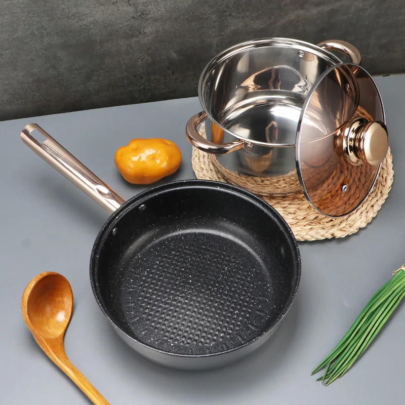 Good quality stainless steel pans and pots luxury cookware set soup pot and steel pot premium cookware set