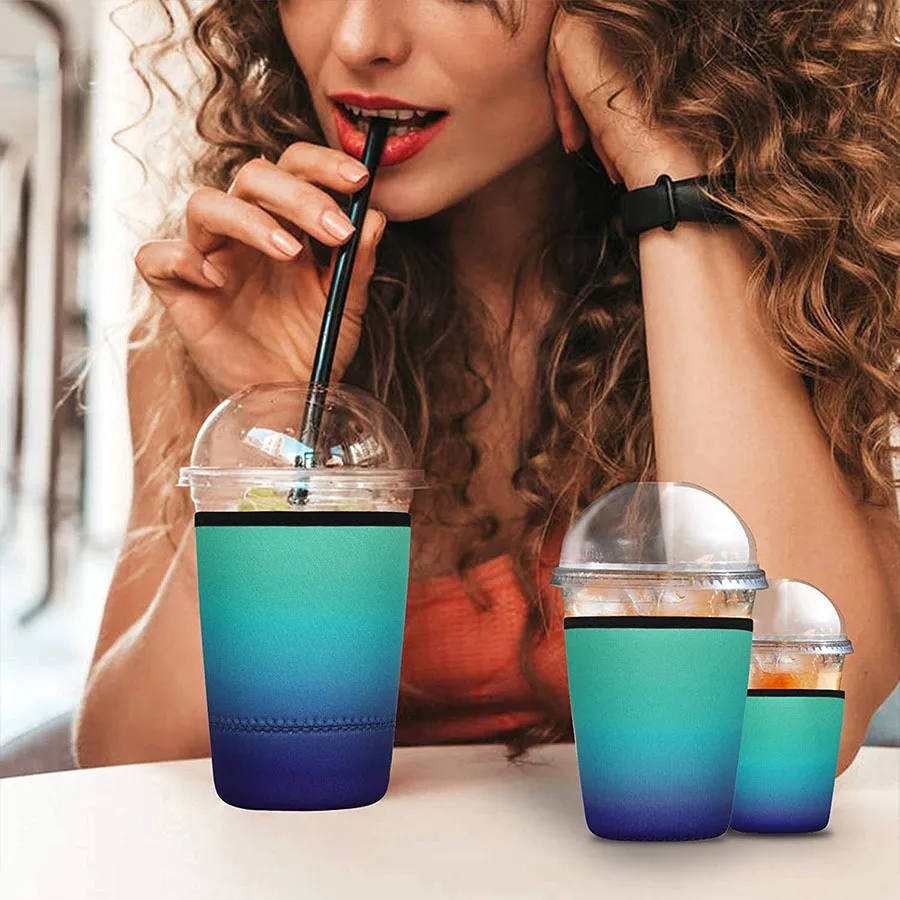 Wholesale Custom printed 16OZ 24OZ 32OZ Reusable Neoprene Iced Coffee cup Sleeves