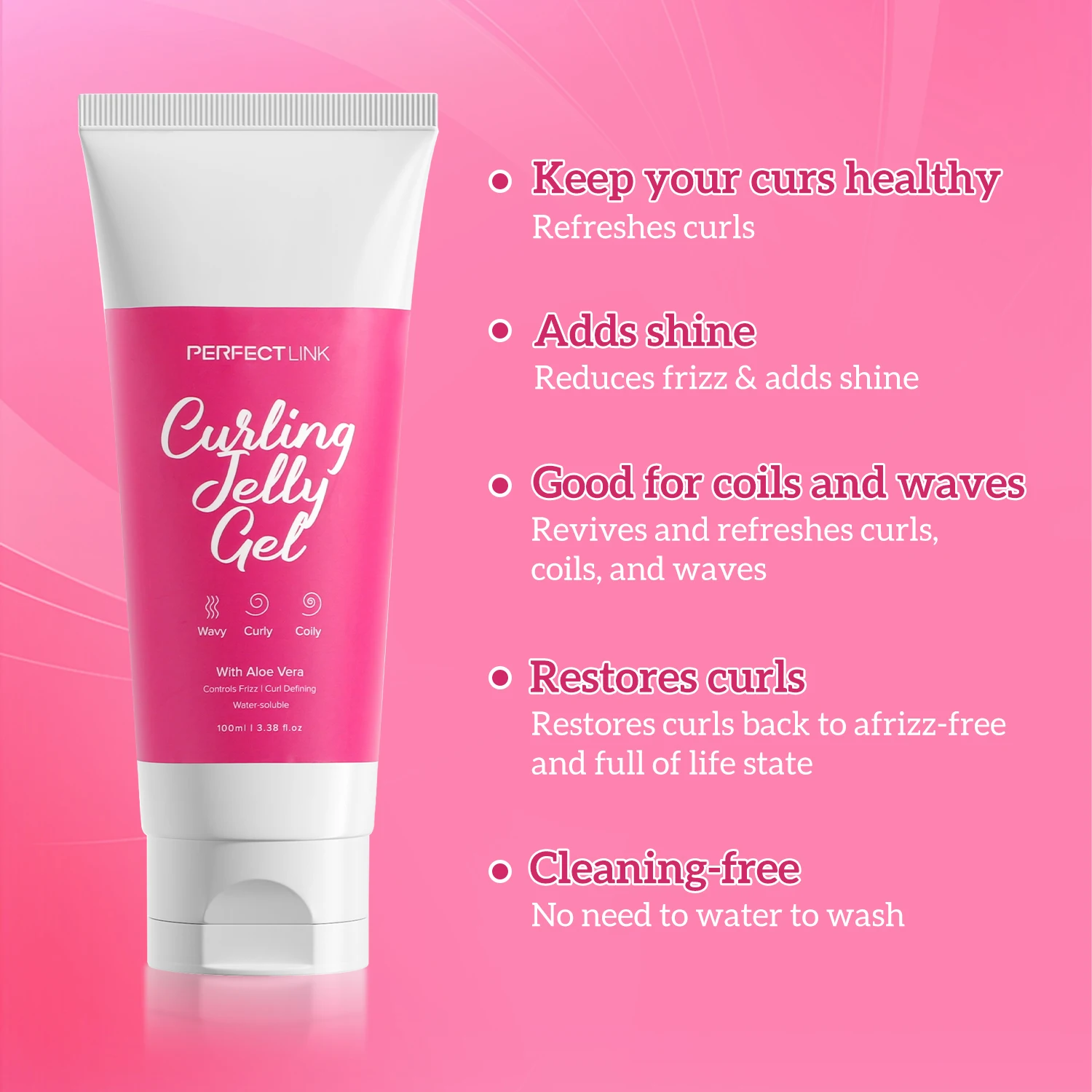 Private Label Natural Elastin Gel Curly Frizzy Hair Moisturizing Hair Styling Care Curling Cream for Curl Defining Enhancing