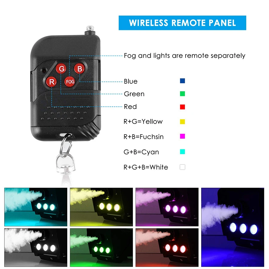 VALAVA 500W LED Professional Mini Smoke Machine 500W Fog Machine With RGB Light for Stage Party Bar Wedding Disco DJ