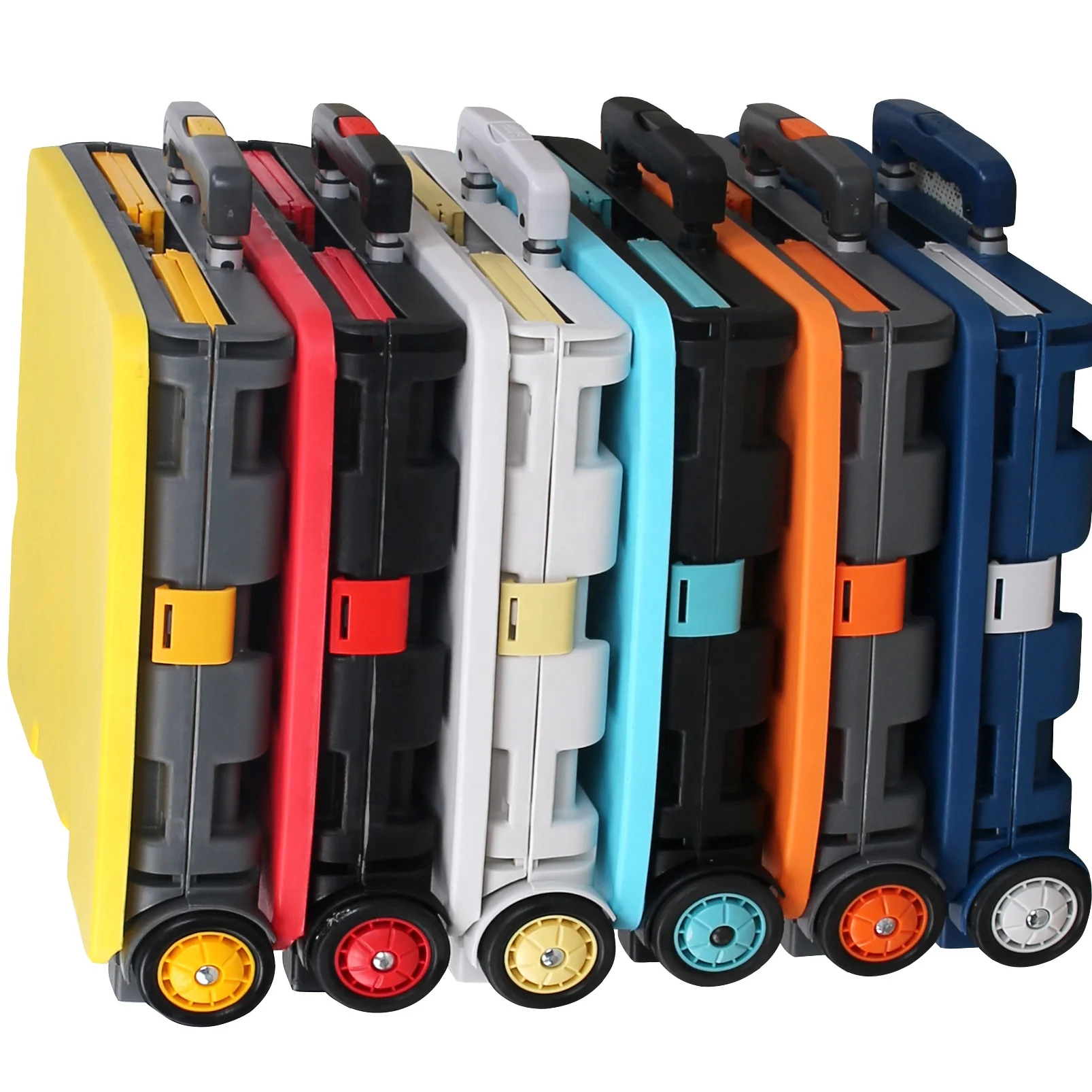 popular plastic folding shopping cart trolley foldable shopping crate trolley wholesale grocery trolley light weight wheel cart