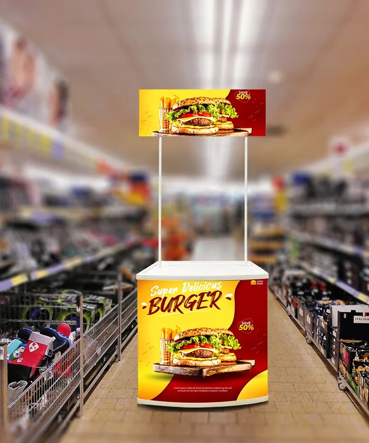 2024 Cheap Promotion Counter Table Kiosk Trade Show Display Supermarket Demo Pop up Booth