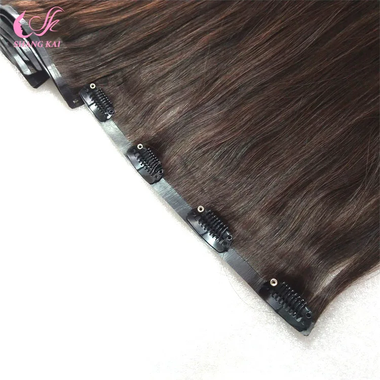 Factory Best Double Drawn 100% Human hair extensions invisible pu seamless clip in hair extension