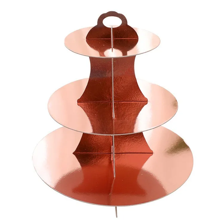 Cardboard Cake Stand 3 Tier Paper Dessert Round Cupcake Holder Tower Disposable Pastry Stand for Birthday Party Desserts Display