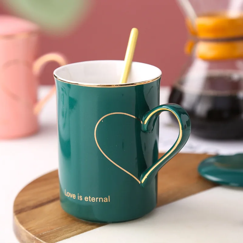 Love Heart Dinner Mug Set Mr and Miss Couple Coffee Mugs Ceramic Full White or Black Mug for Sublimation